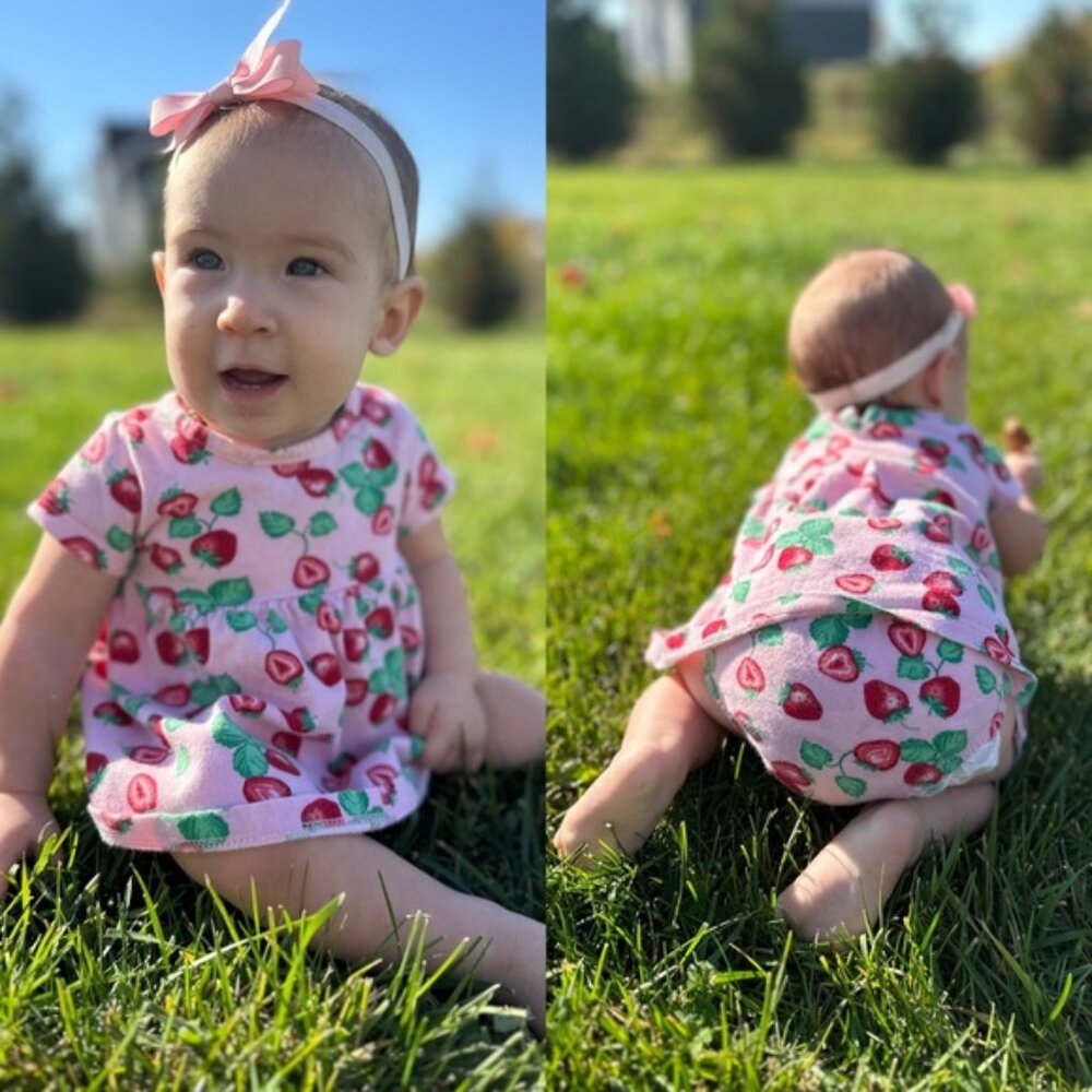 Wonder Nation | Strawberry Short Sleeve Dress & Diaper Cover | Size 0-3 Months
